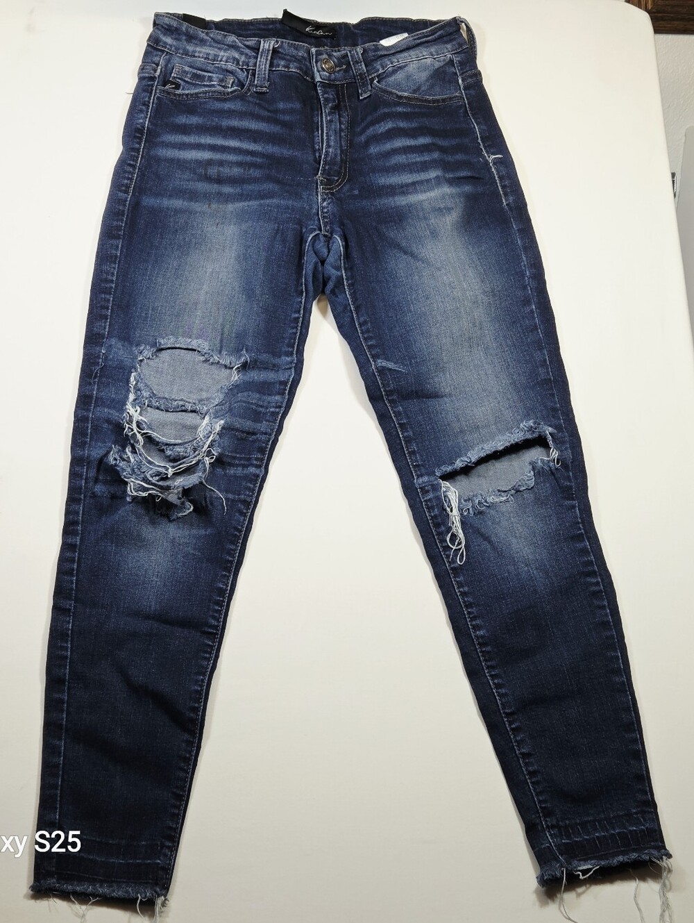 KanCan Dark Wash High Rise Distressed Skinny Jeans Raw Hem